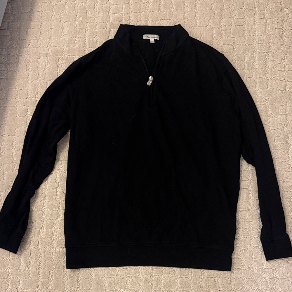 Peter Millar Men's Black quarter Zip-Up Sweater